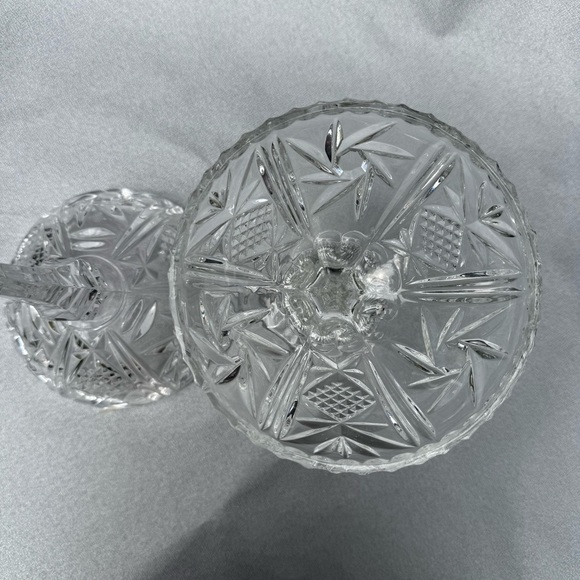 Vintage 15" Tall Genuine Crystal Heavy HandCut Glass Jar Candy Dish Ball Germany - Picture 6 of 8